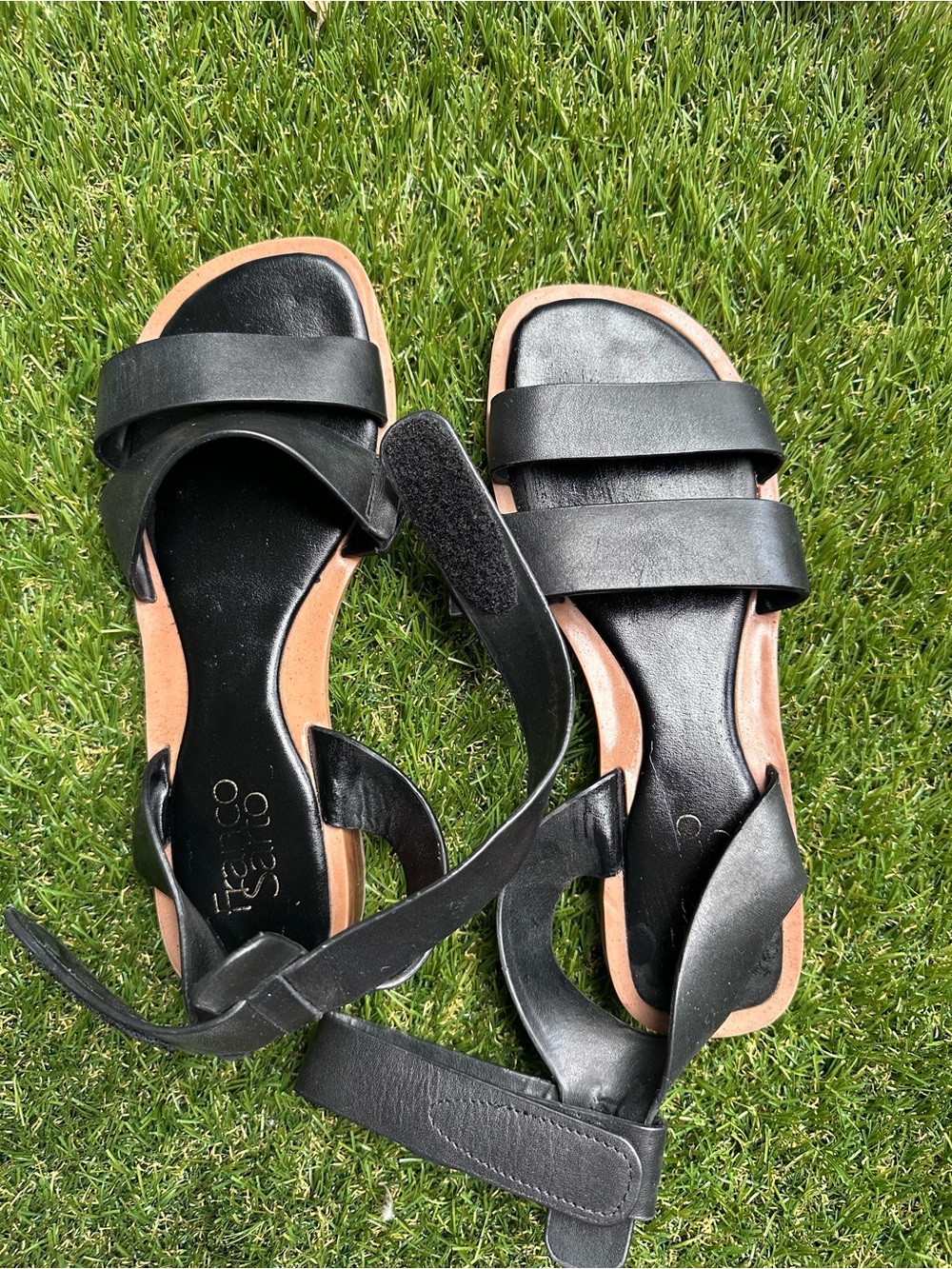 Franco Sarto Black Leather Strappy Women’s Sandals